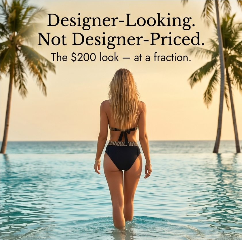 Soléra™ – Woven Chain-Trim High-Waist Bikini