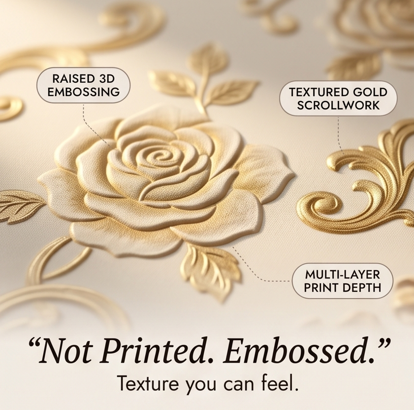 Rosalina™ – Embossed Gold Rose Waterproof Tablecloth
