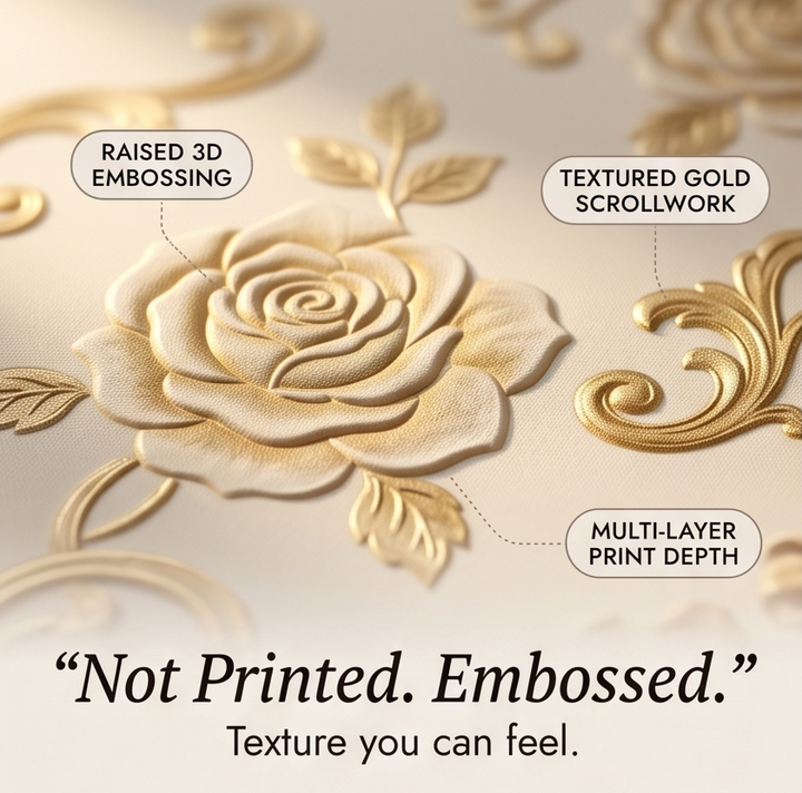 Rosalina™ – Embossed Gold Rose Waterproof Tablecloth