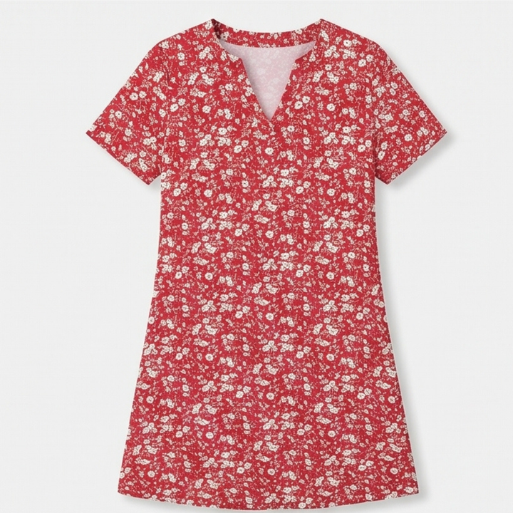 Veluna™ – V-Neck Floral Dress with Pockets