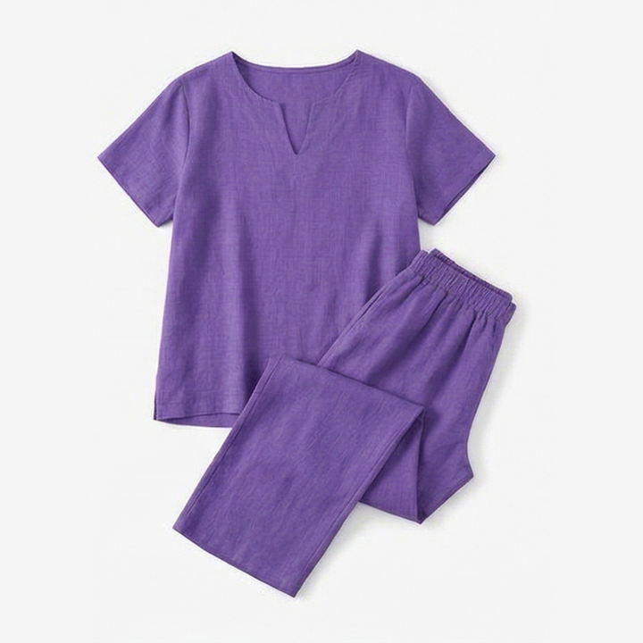 Lunessa™ – Breezy V Neck Top and Pants Set