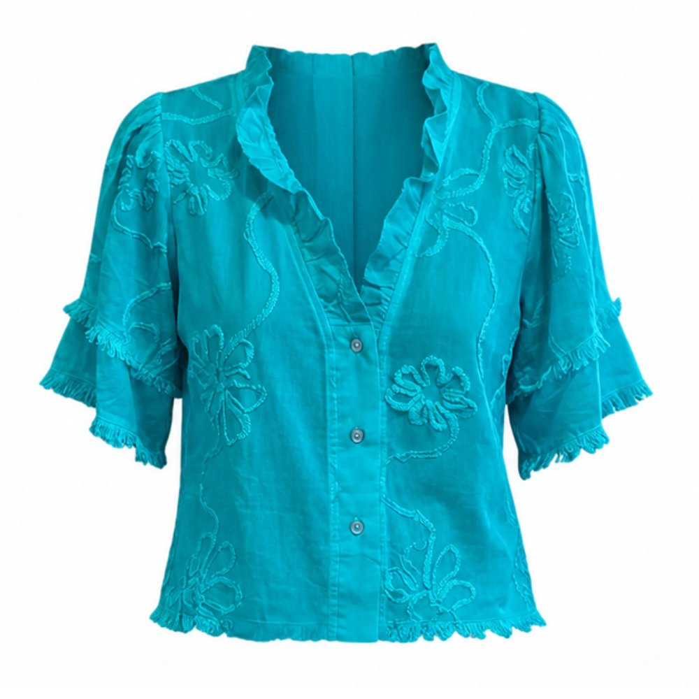 Florenza™ – Embroidered Ruffle Blouse