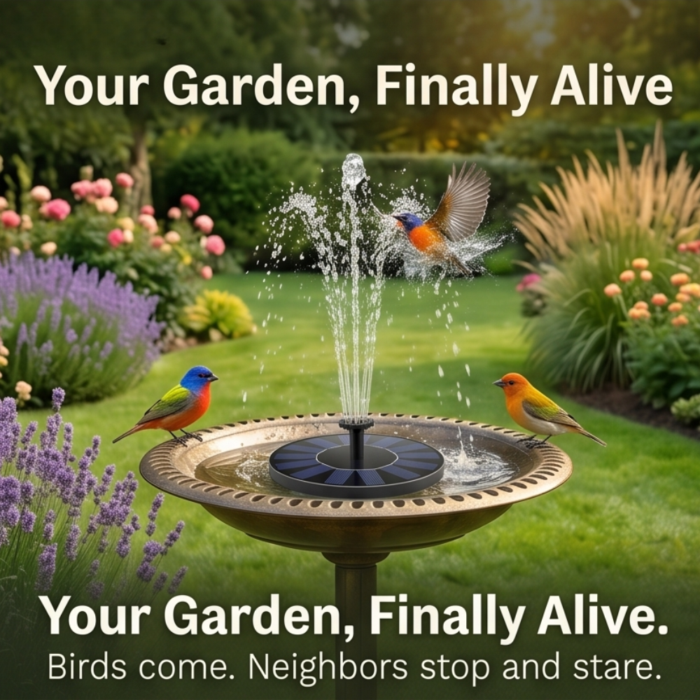 Voalsz™ – Drop-In Solar Fountain for Birdbaths
