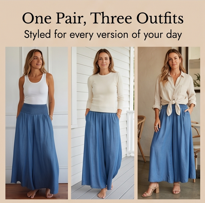 Palazza™ – Smocked Waist Wide Leg Palazzo Pants