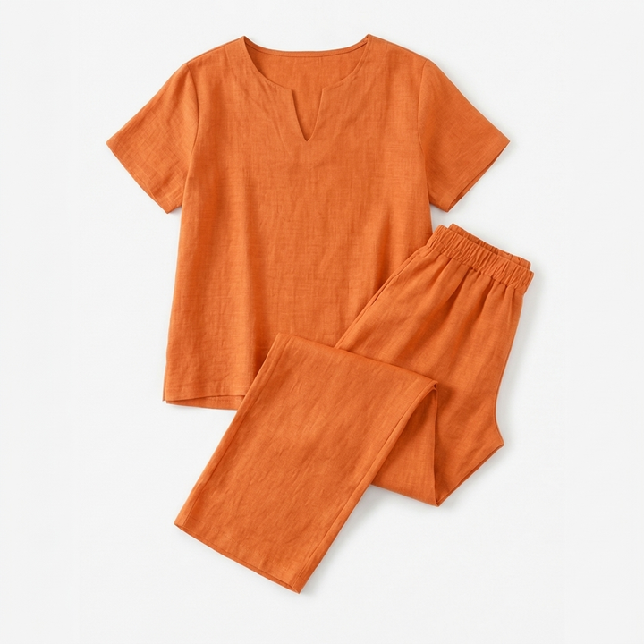 Lunessa™ – Breezy V Neck Top and Pants Set