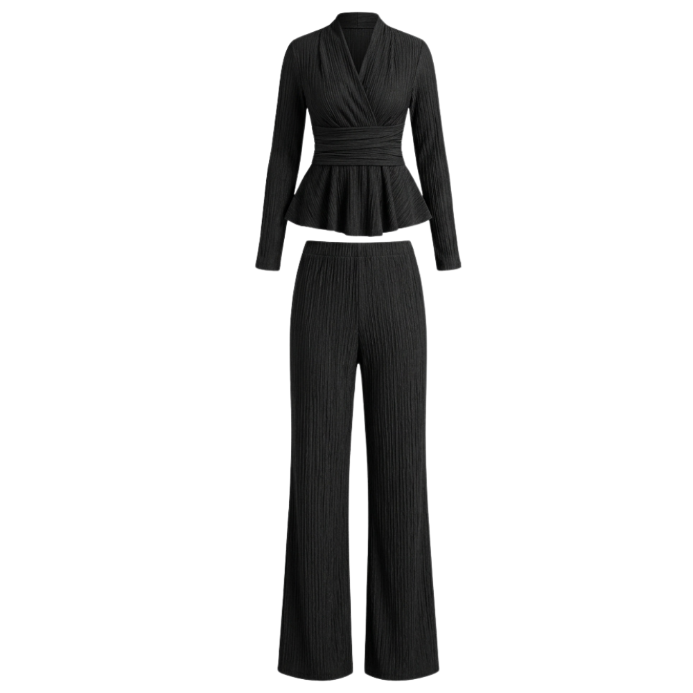 Vivara™ – Pleated Peplum Set with Cinched Waist
