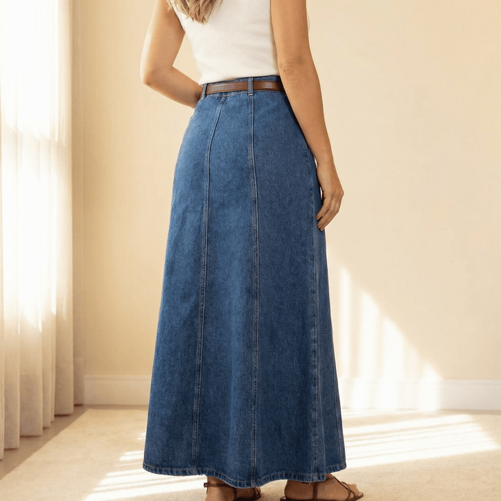 Levara™ – Flattering High Waist Denim Maxi Skirt
