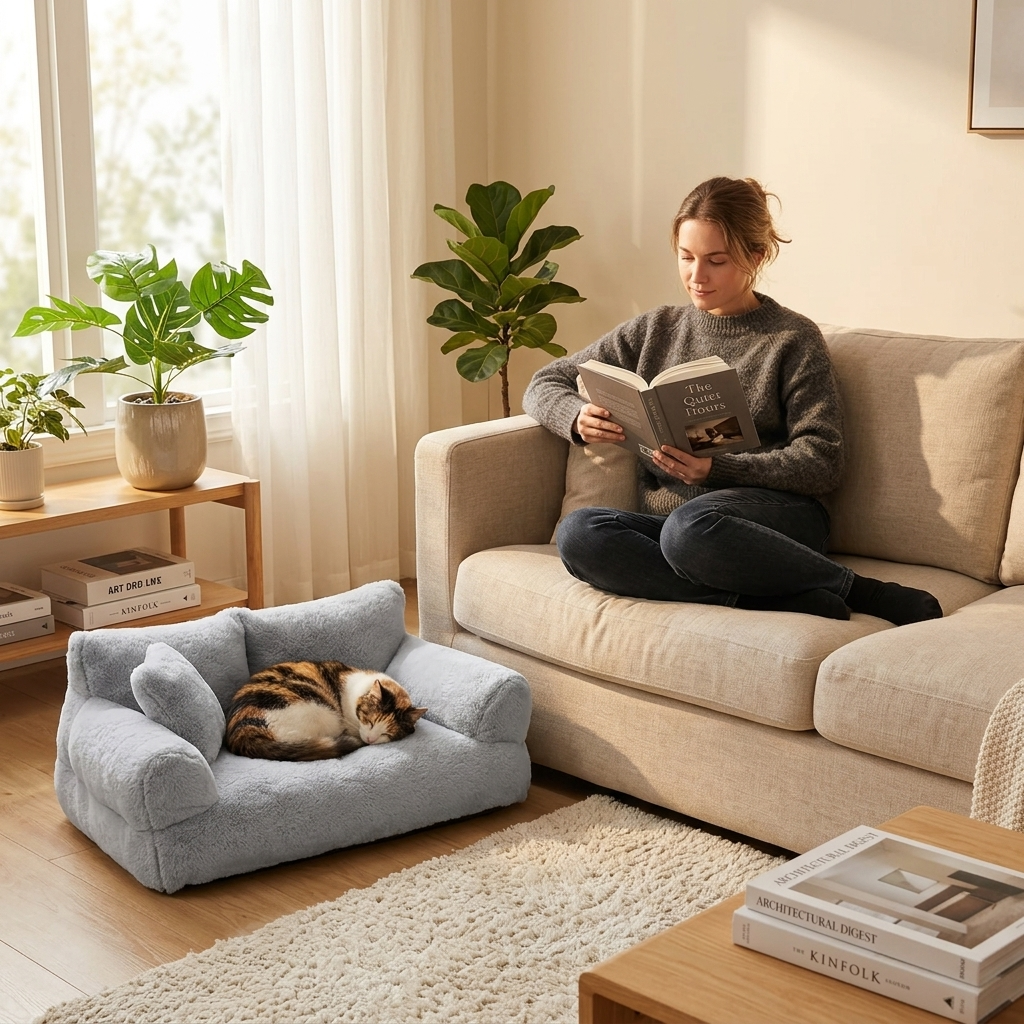 Pawlura™ – Plush Pet Sofa with Washable Cover