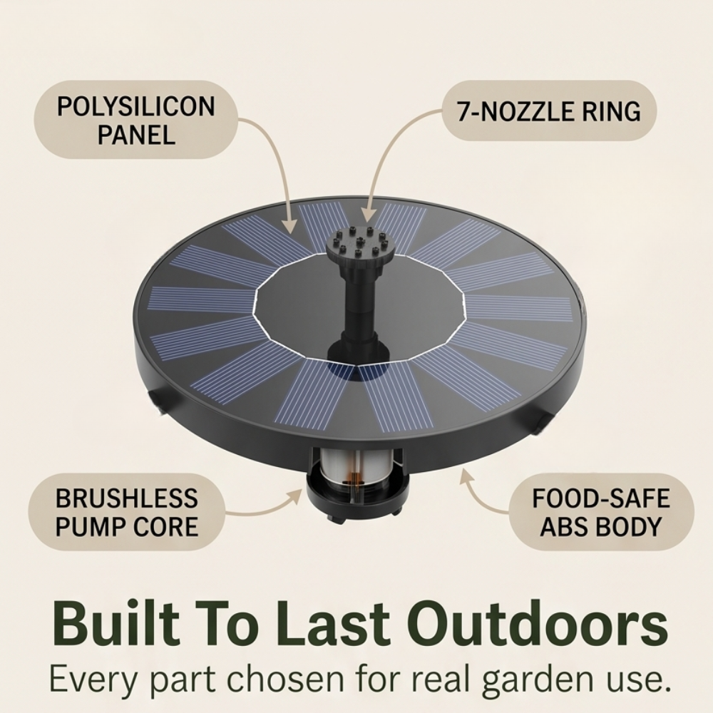 Voalsz™ – Drop-In Solar Fountain for Birdbaths