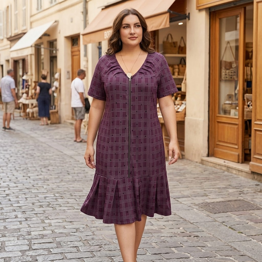 Zippella™ – Zip-Front Midi Dress for Effortless Everyday Comfort