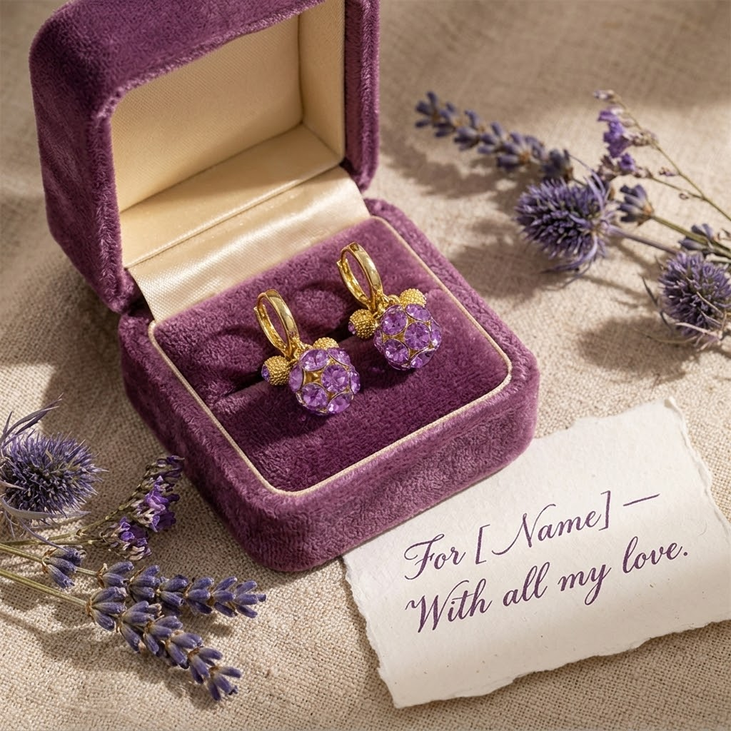 Violetta™ Romantic Amethyst Crystal Earrings for Her
