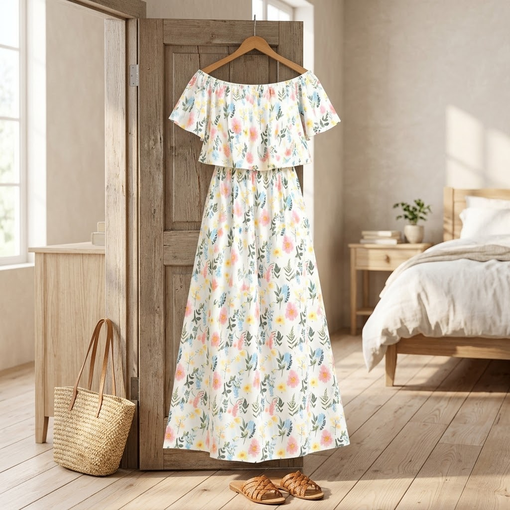 Florevia™ – Off-Shoulder Floral Maxi Dress with Hidden Pockets
