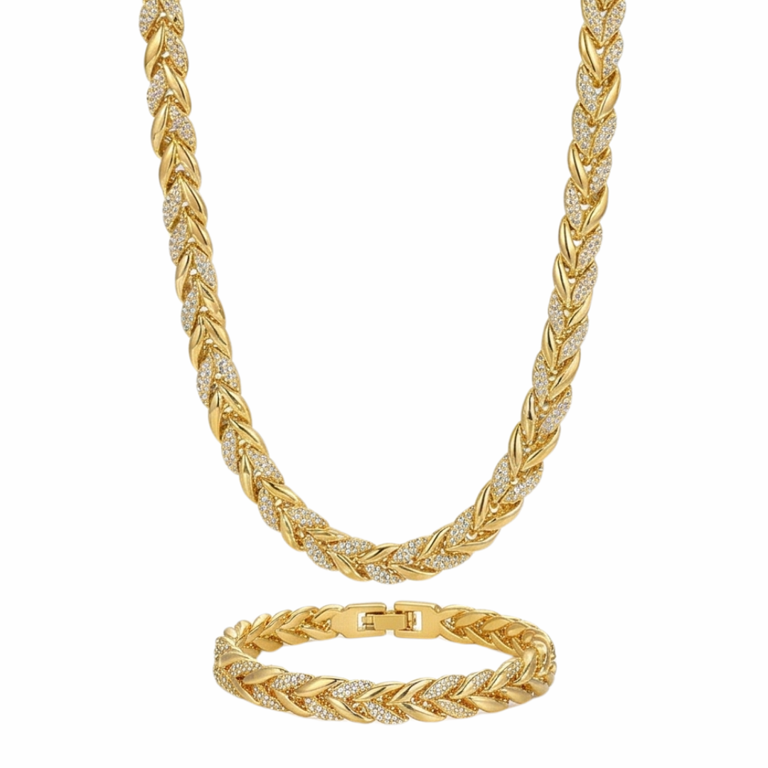 Lumara™ – Sparkling Leaf Link Necklace and Bracelet Set