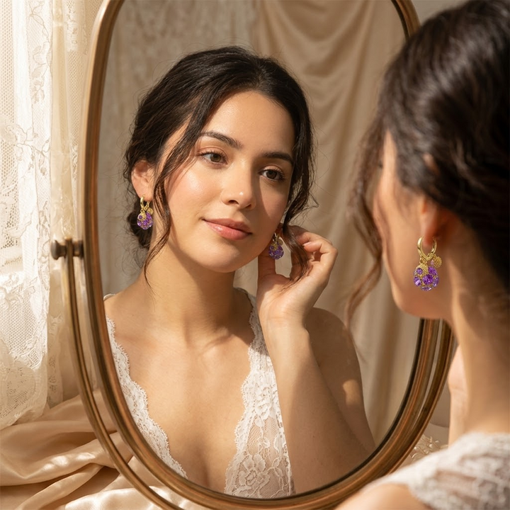Violetta™ Romantic Amethyst Crystal Earrings for Her