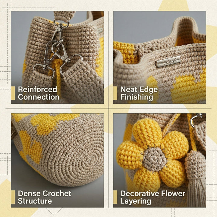 Bloomara™ – Handmade Crochet Flower Tote Bag