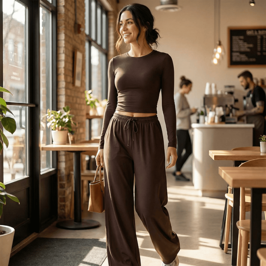 Velaire™ – Soft Crop Top and Wide Leg Pants Set