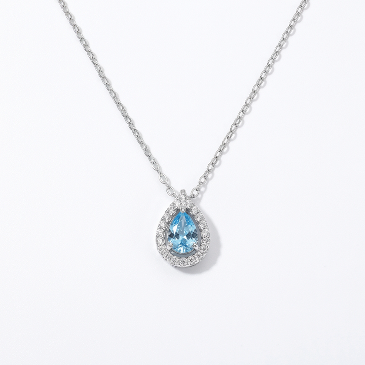 Lunaire™ – Aqua Blue Teardrop Pendant Necklace
