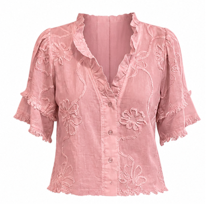 Florenza™ – Embroidered Ruffle Blouse