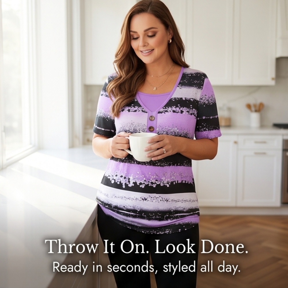 Vesper™ — Flowy Watercolor Henley for Easy Summer Style