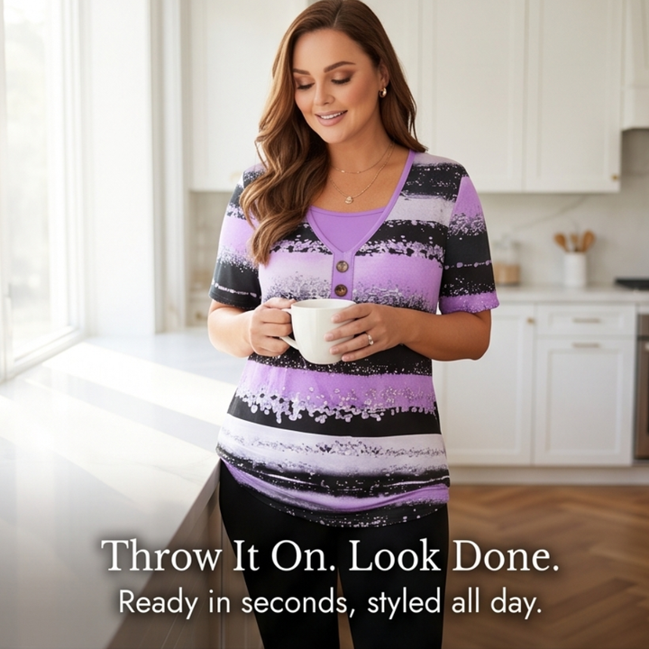 Vesper™ — Flowy Watercolor Henley for Easy Summer Style