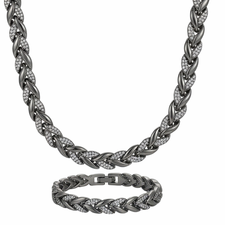 Lumara™ – Sparkling Leaf Link Necklace and Bracelet Set