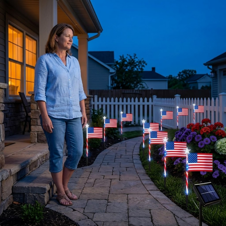 Glorimora™ – Solar American Flag Pathway Lights
