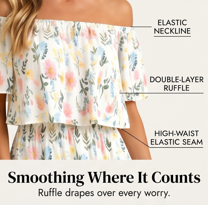 Florevia™ – Off-Shoulder Floral Maxi Dress with Hidden Pockets