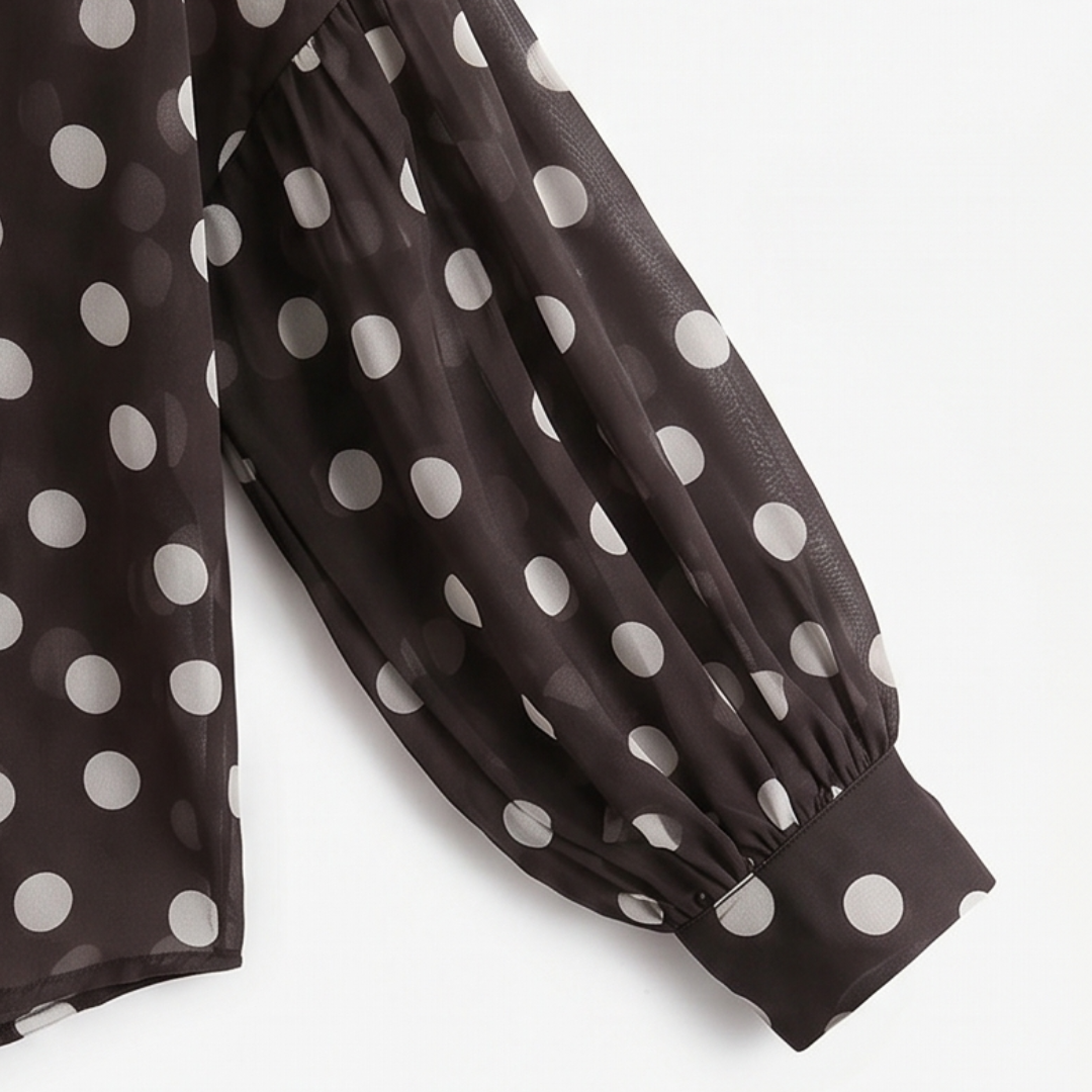 Maisova™ – Satin Polka Dot Button-Down Blouse
