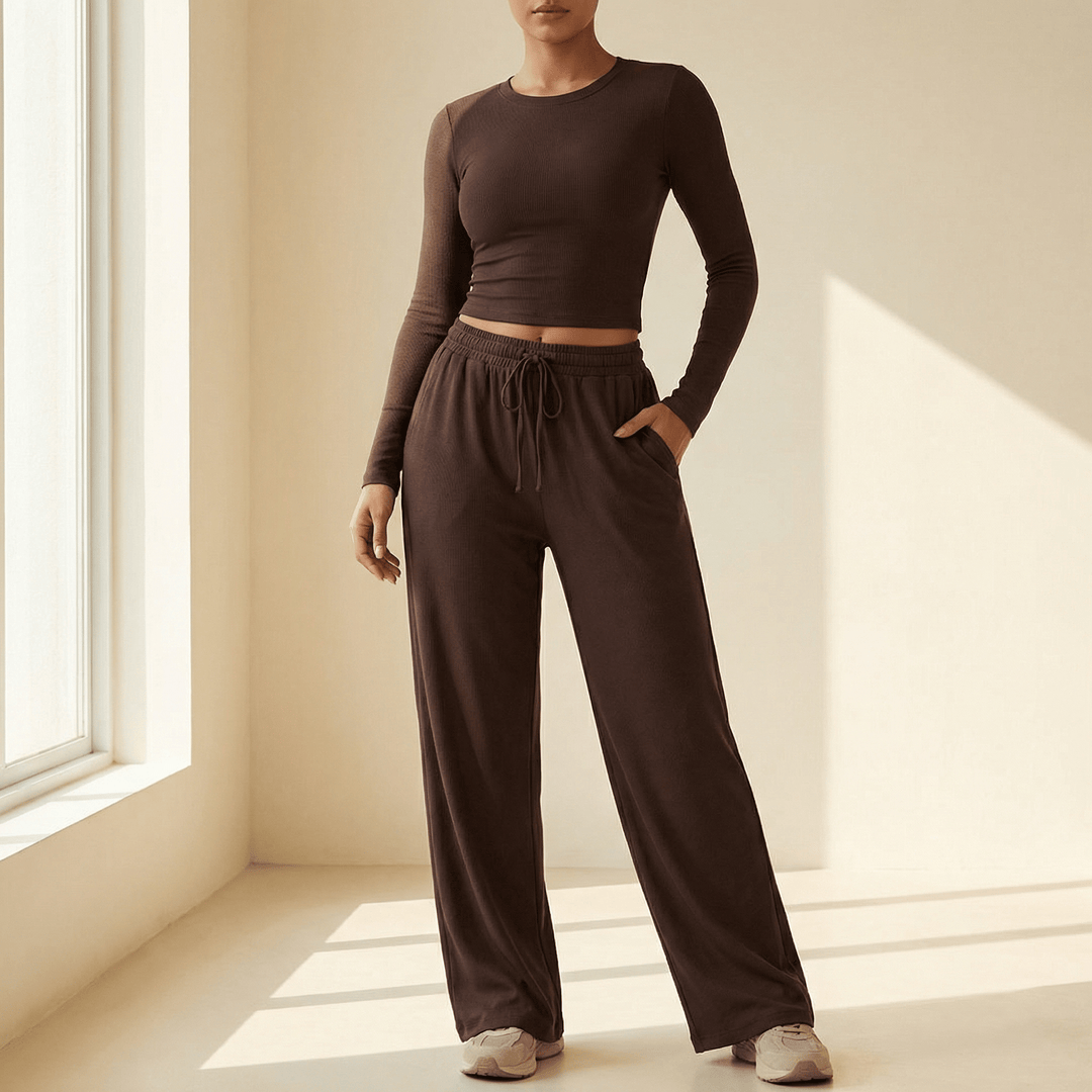 Velaire™ – Soft Crop Top and Wide Leg Pants Set