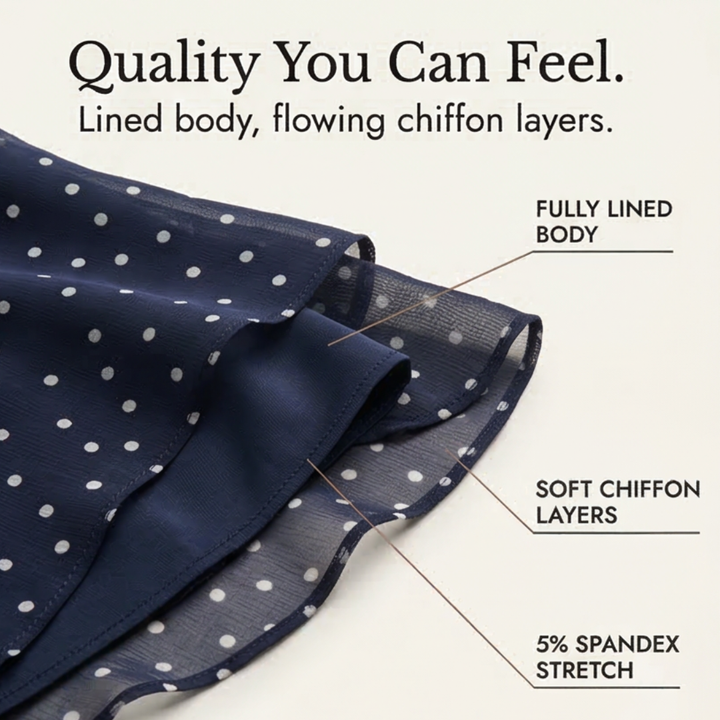 Florenne™ – Layered Chiffon Polka Dot Dress