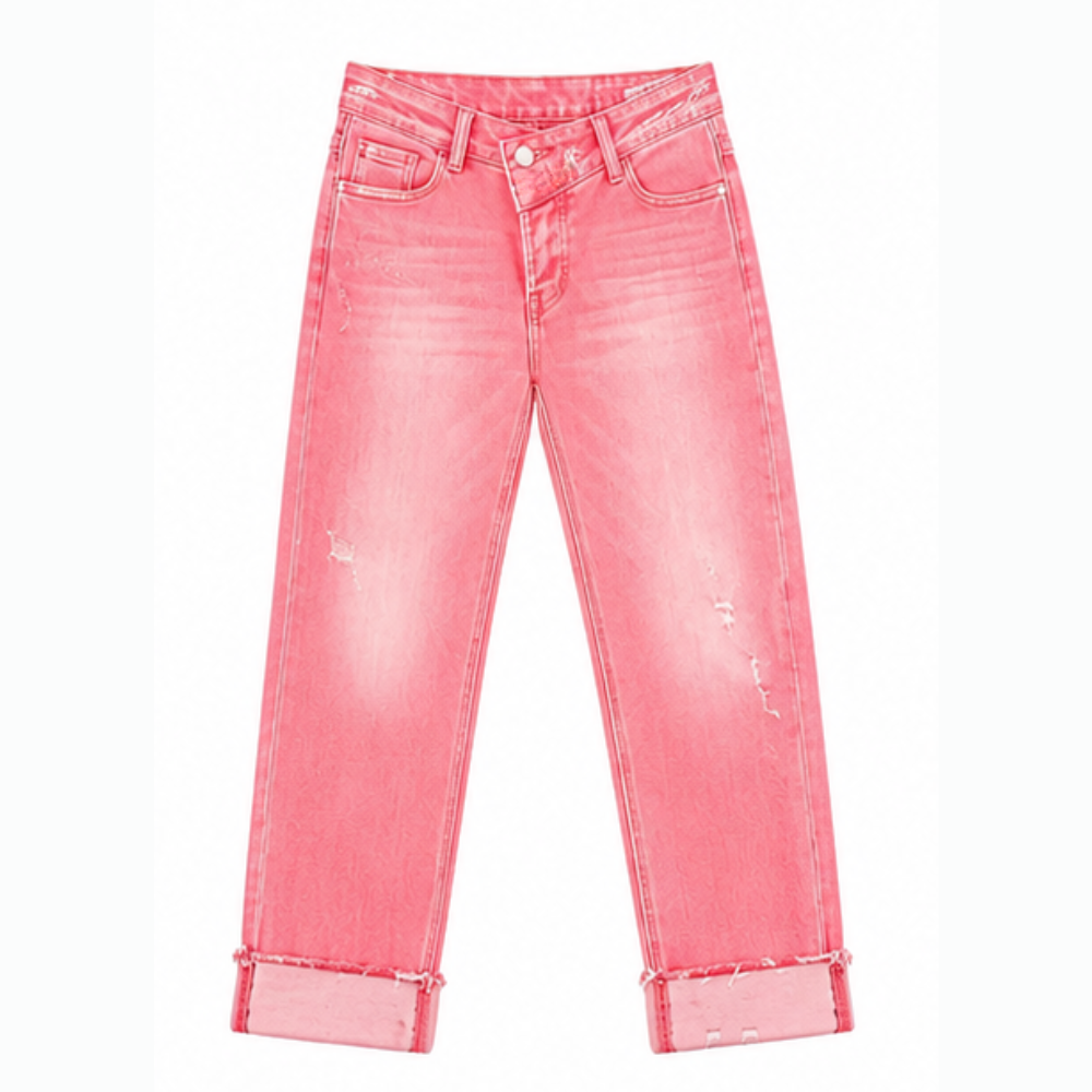 Denvie™ High-Waisted Crossover Straight-Leg Jeans