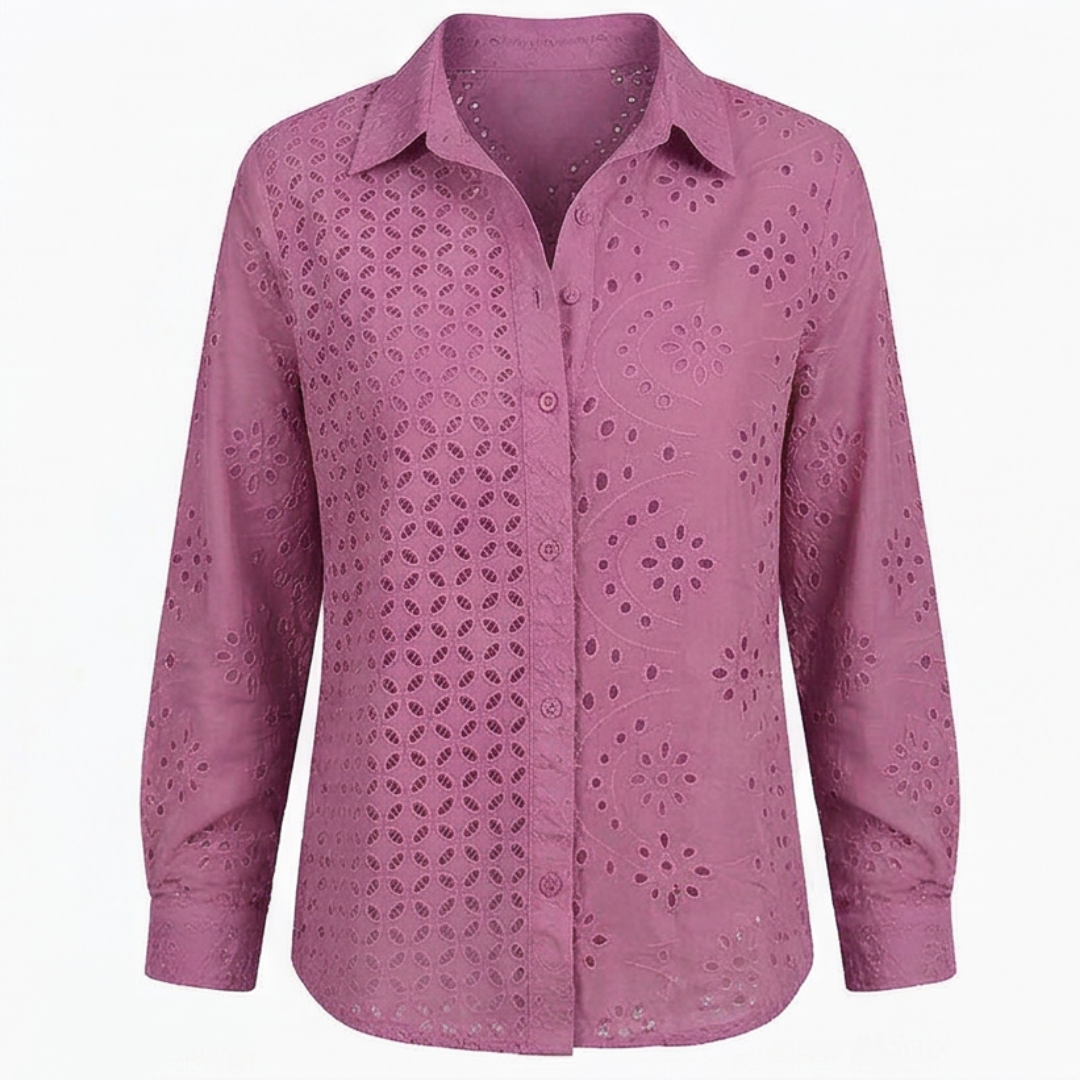 Florelle™ – Embroidered Eyelet Button Blouse