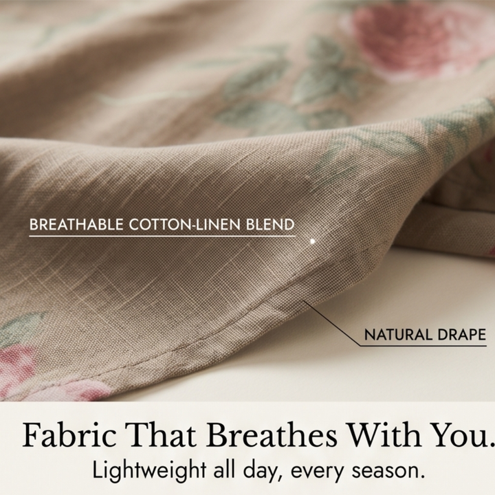Rosalie™ – Floral Cotton Linen Shirt Dress