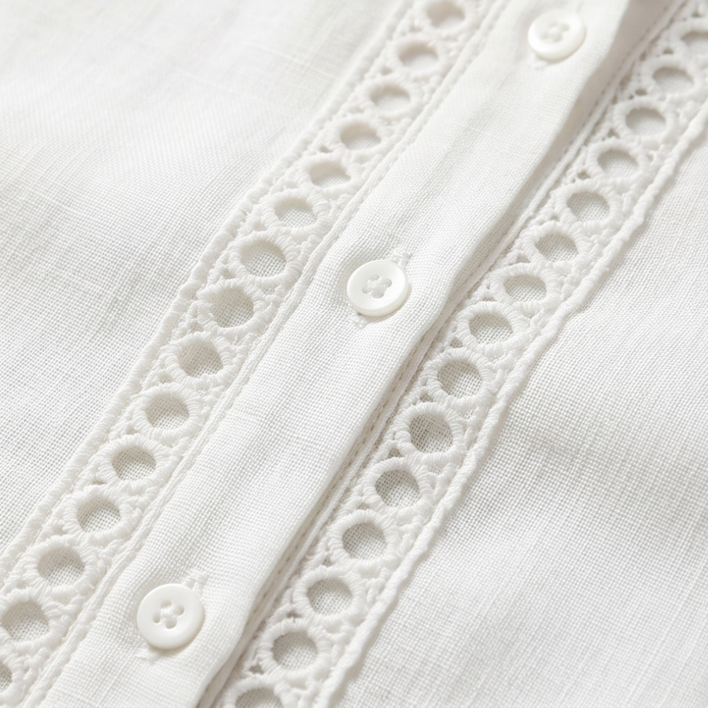 Lunavia™ Eyelet Trim Button Down Blouse