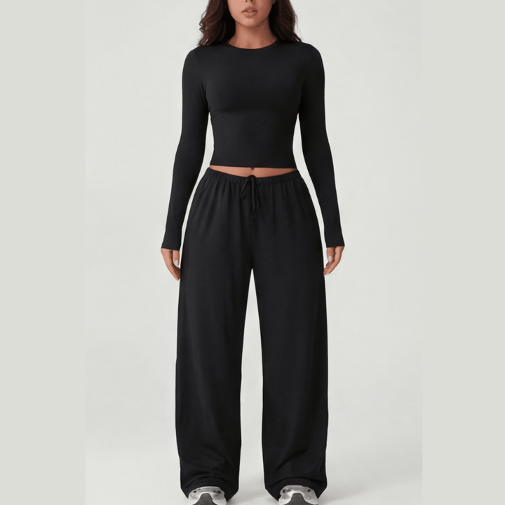 Velaire™ – Soft Crop Top and Wide Leg Pants Set