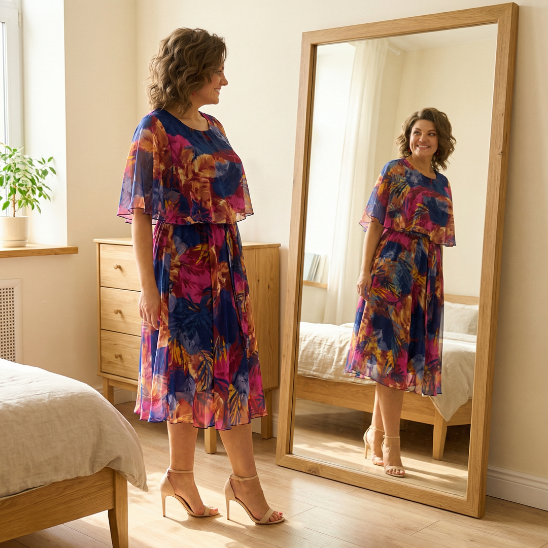 Floressa™ Flowy Lined Chiffon Midi Dress