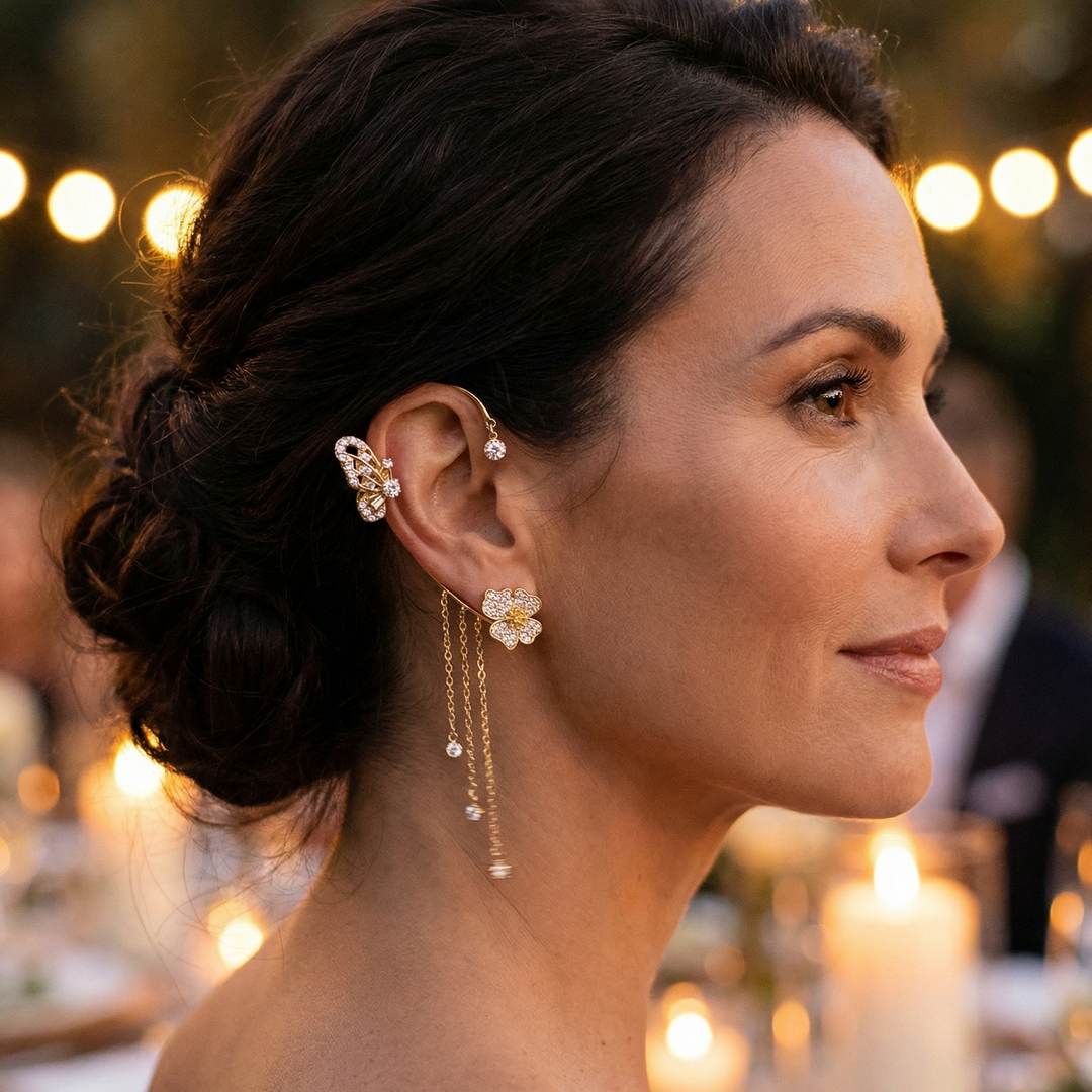 Ornata™ Sparkling Butterfly Ear Cuff with Tassels