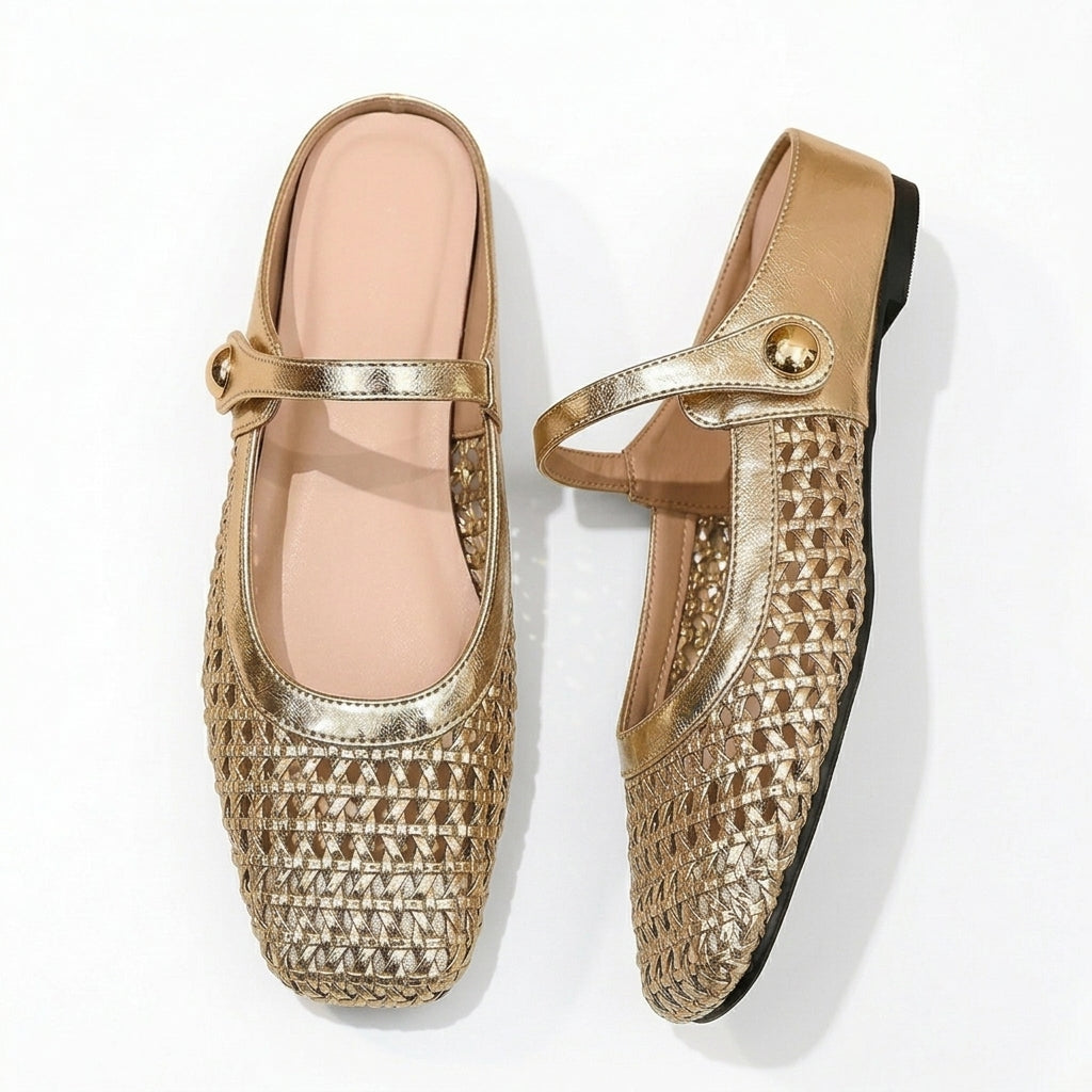 Tessara™ – Woven Square Toe Mary Jane Mules
