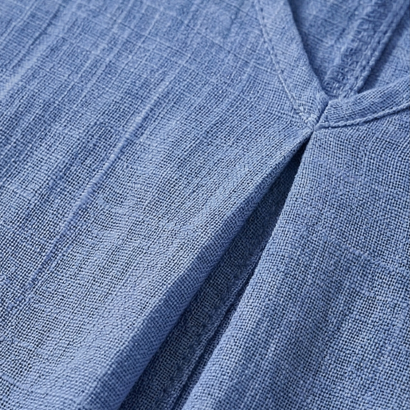 Linara™ – Breezy Cotton Linen V Neck Dress