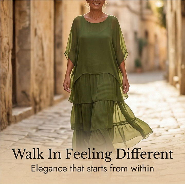 Velara™ – Flowing Tiered Chiffon Maxi Dress