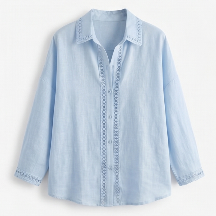 Lunavia™ Eyelet Trim Button Down Blouse