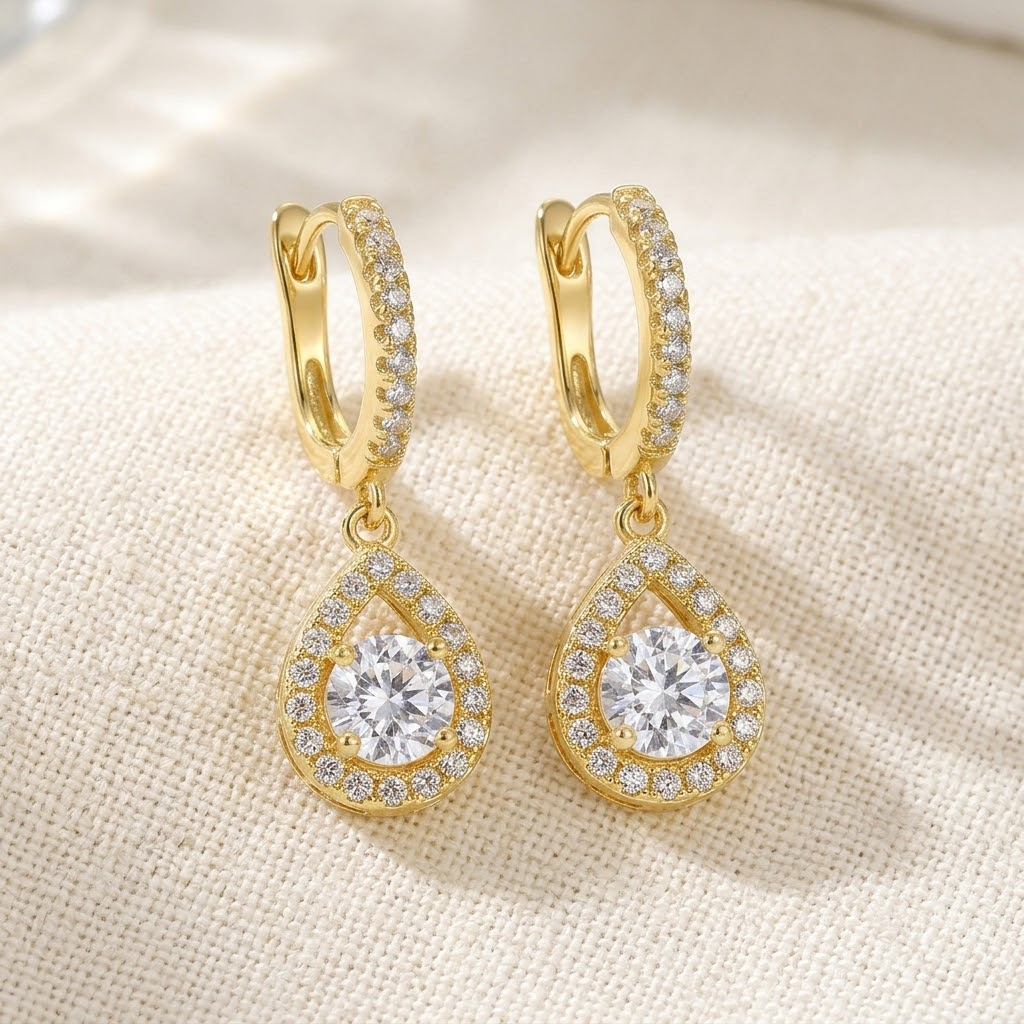 Lumière™ – Crystal Teardrop Dangle Hoop Earrings
