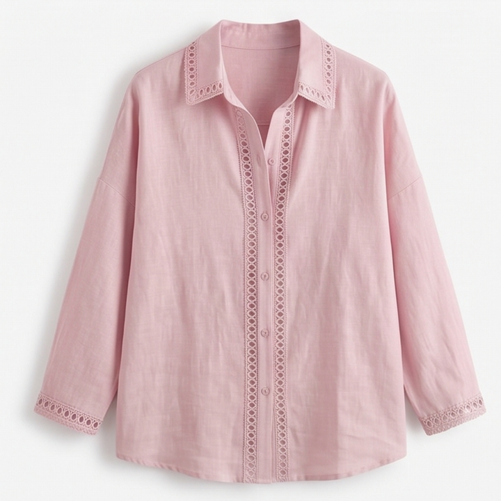 Lunavia™ Eyelet Trim Button Down Blouse