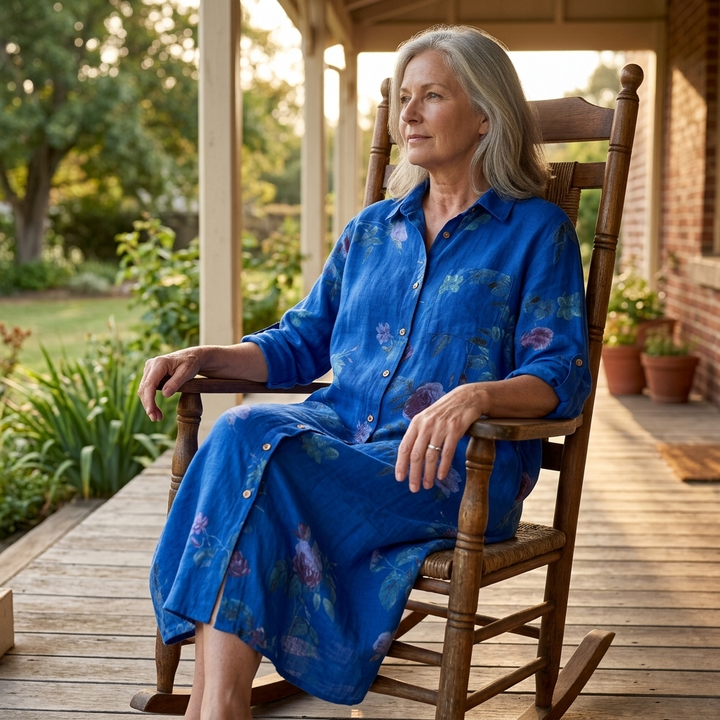 Rosalie™ – Floral Cotton Linen Shirt Dress