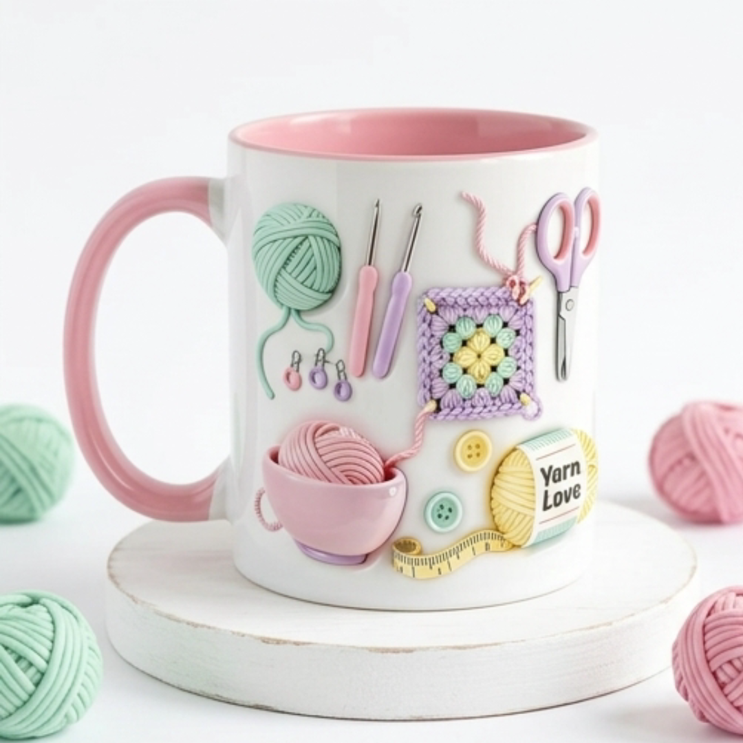 Yarnlove™ – 3D Crafting Mug for Knitters and Crocheters
