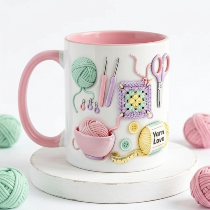 Yarnlove™ – 3D Crafting Mug for Knitters and Crocheters