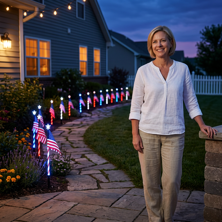 Glorimora™ – Solar American Flag Pathway Lights