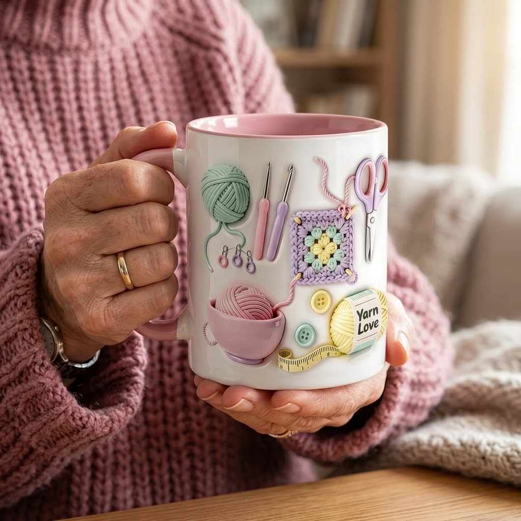 Yarnlove™ – 3D Crafting Mug for Knitters and Crocheters