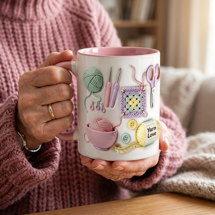 Yarnlove™ – 3D Crafting Mug for Knitters and Crocheters