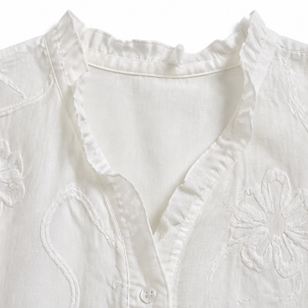 Florenza™ – Embroidered Ruffle Blouse